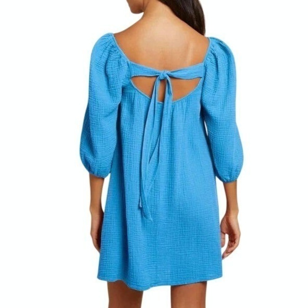 Nation LTD Carter Square Neck Mini Dress in Lapis Blue Made in USA Size Small